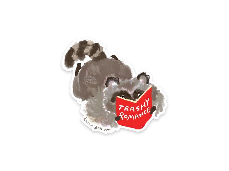 Karen Schipper Trashy Romance Racoon – Funny Romance Book Vinyl Sticker