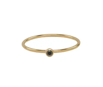 R218: Solitaire Black CZ GF Ring; size 5