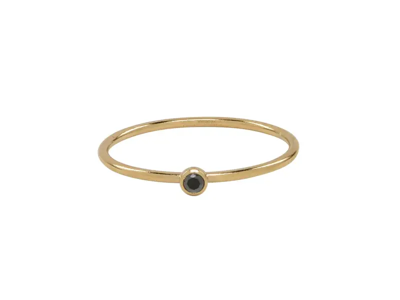 Ofina Jewelry R218: Solitaire Black CZ GF Ring; size 5