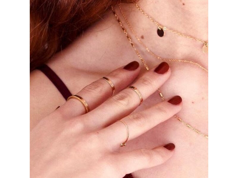 Ofina Jewelry R143: Thick Hammered Band GF Ring;