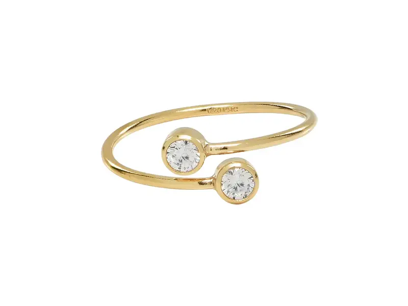 Ofina Jewelry R185: Double CZ Adjustable GF Ring