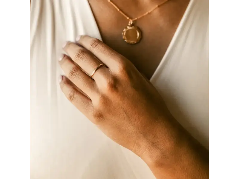 Ofina Jewelry R227: Thin Flat Beaded GF Ring