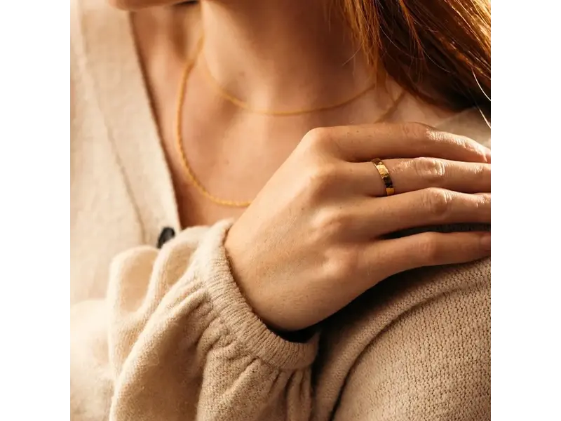Ofina Jewelry R233: Bold Hammered Band GF Ring