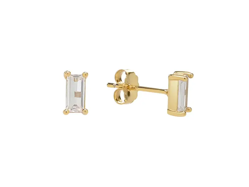 Ofina Jewelry E1082: Emerald CZ Prong Studs: GV