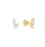 Ofina Jewelry E1168: Double CZ Curved Marquis Studs: GV