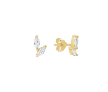 E1168: Double CZ Curved Marquis Studs: GV