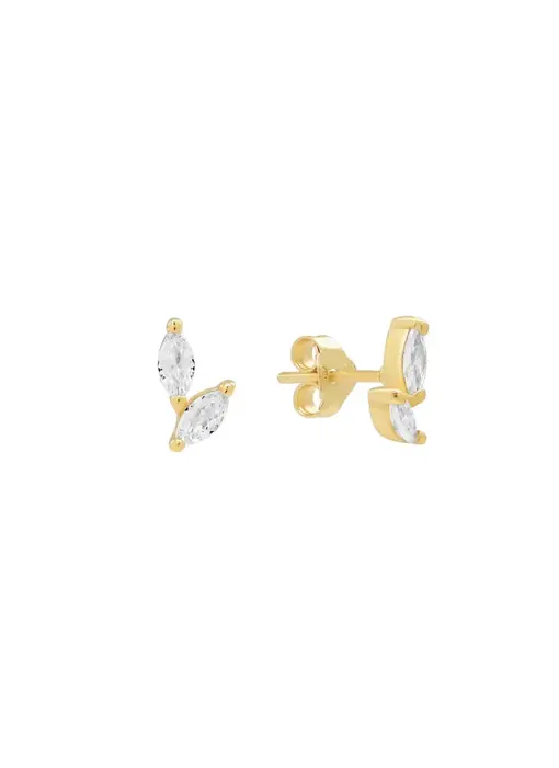 E1168: Double CZ Curved Marquis Studs: GV