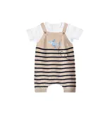 Viverano Organics Airplane Stripe Embroidered Baby Knit Romper