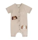 Viverano Organics Doggy Applique Baby Knit Romper (Organic Cotton) 0-3M