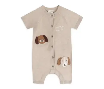 Doggy Applique Baby Knit Romper (Organic Cotton) 0-3M