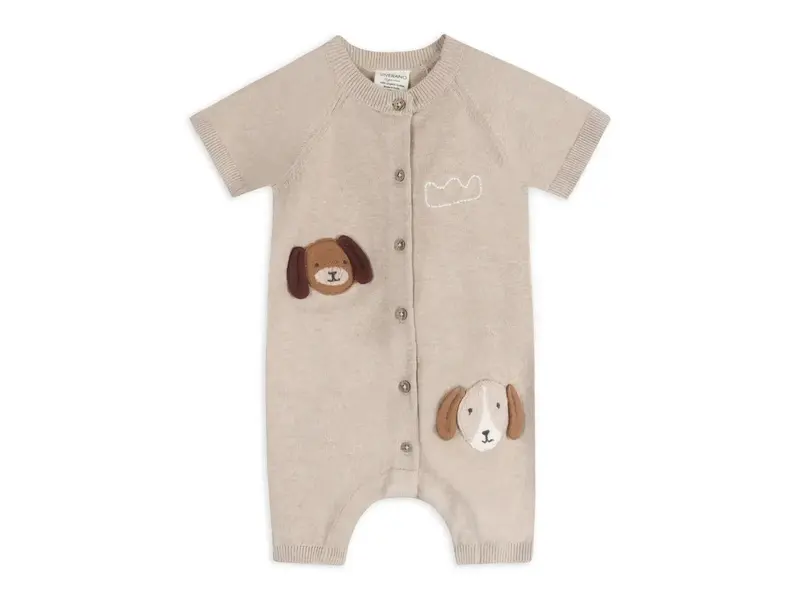 Viverano Organics Doggy Applique Baby Knit Romper (Organic Cotton) 0-3M