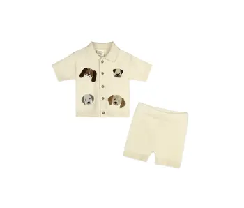 Doggy Embroidered Baby Shirt & Shorts Set