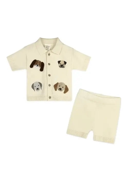 Doggy Embroidered Baby Shirt & Shorts Set