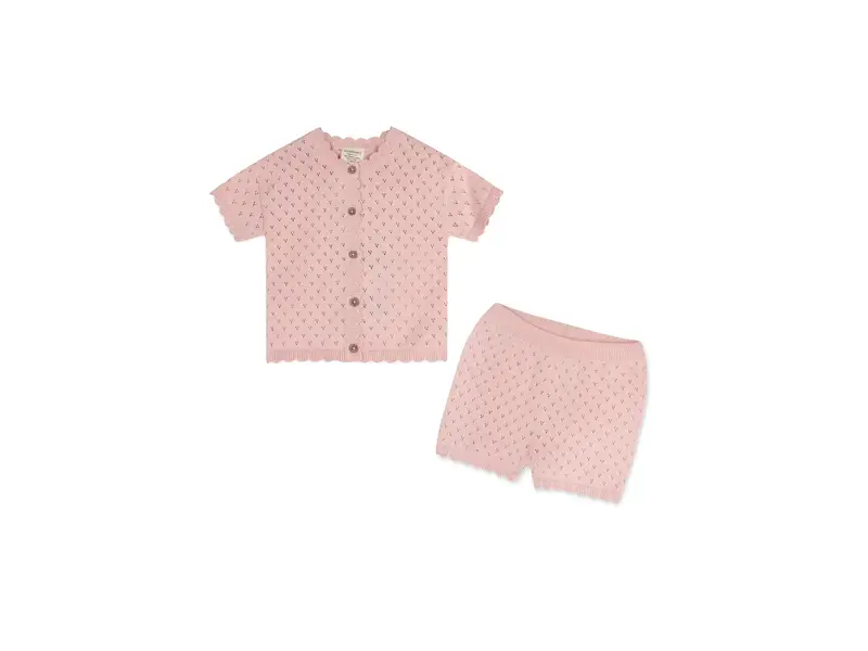 Viverano Organics Emily Pointelle Baby Shirt & Shorts Set (Organic Cotton)