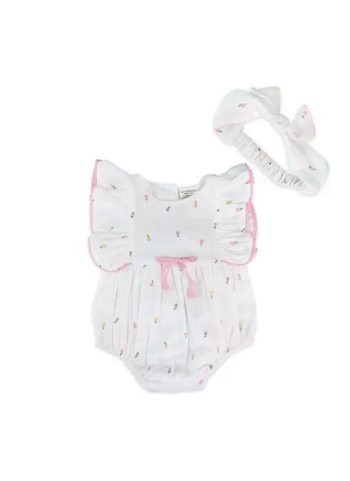 Margot Flower Baby Romper + Headband (Organic)