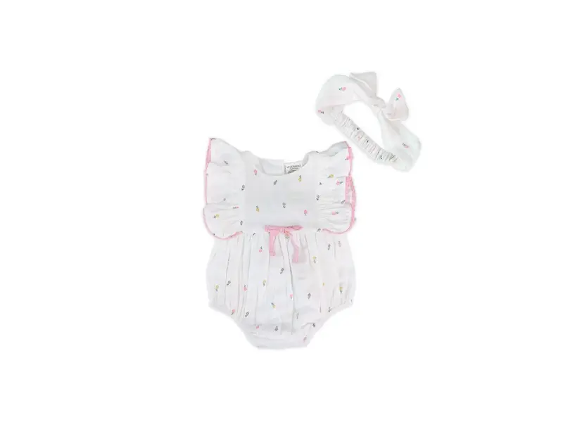 Viverano Organics Margot Flower Baby Romper + Headband (Organic)