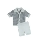 Viverano Organics Miles Wave Textured Baby Shirt & Shorts Set (Organic Cotton)