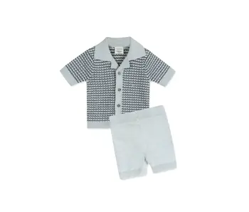 Miles Wave Textured Baby Shirt & Shorts Set (Organic Cotton)