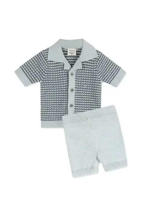 Miles Wave Textured Baby Shirt & Shorts Set (Organic Cotton)