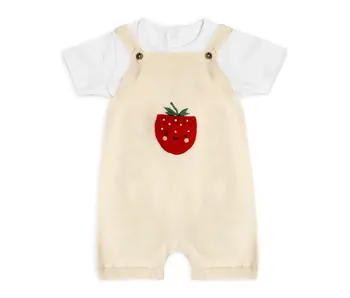 Strawberry Pocket Baby Knit Shortall Set (Organic Cotton)