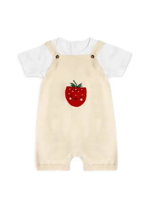 Strawberry Pocket Baby Knit Shortall Set (Organic Cotton)