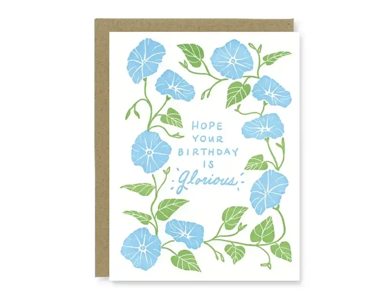 Kindred Letterpress Morning Glory Birthday Card | Letterpress Birthday Card