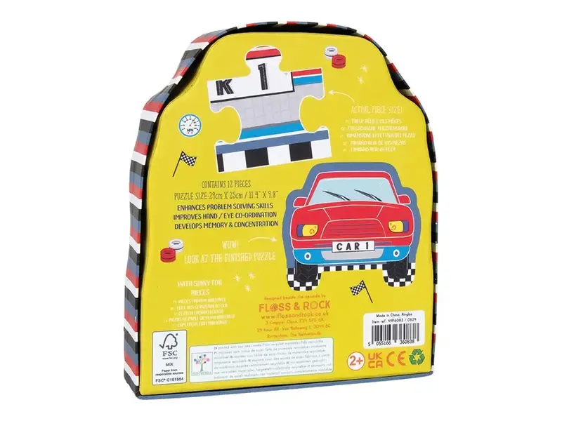 Floss and Rock Cars 12pc Shaped Jigsaw Puzzle with Shaped Box