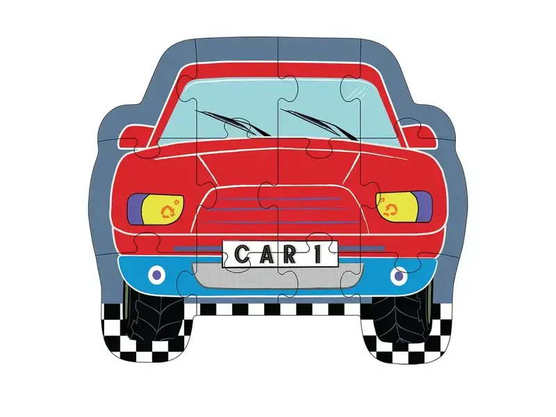 Floss and Rock Cars 12pc Shaped Jigsaw Puzzle with Shaped Box