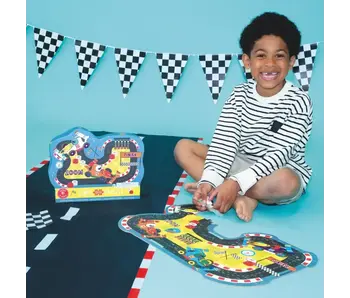Cars 80pc "Race Track" Shaped Jigsaw Puzzle with Shaped Box