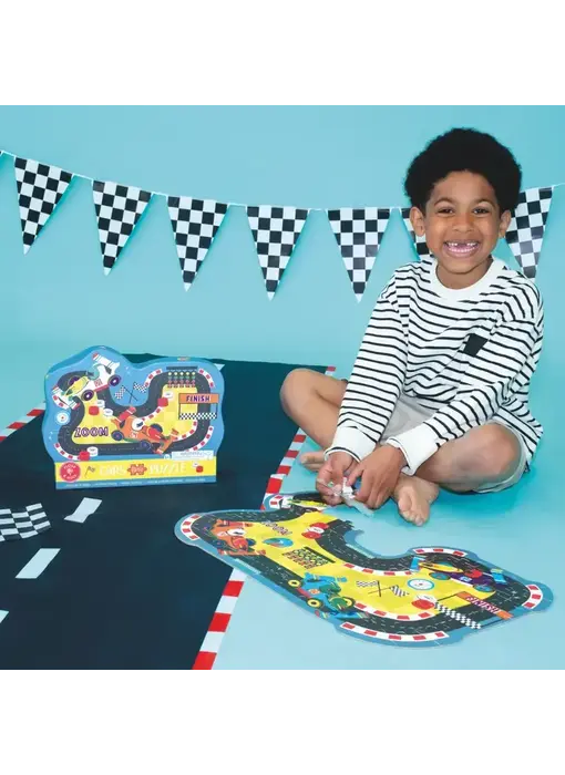 Cars 80pc "Race Track" Shaped Jigsaw Puzzle with Shaped Box