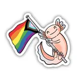 Big Moods Axolotl With Progress Pride Flag Sticker
