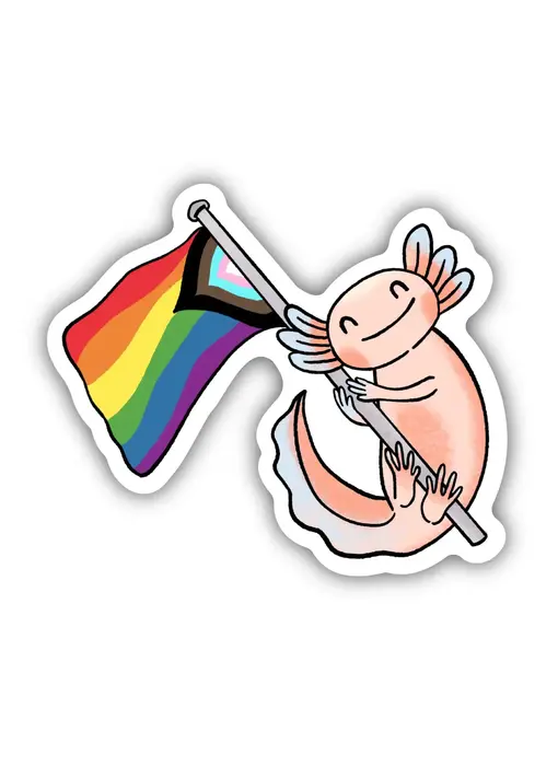 Axolotl With Progress Pride Flag Sticker