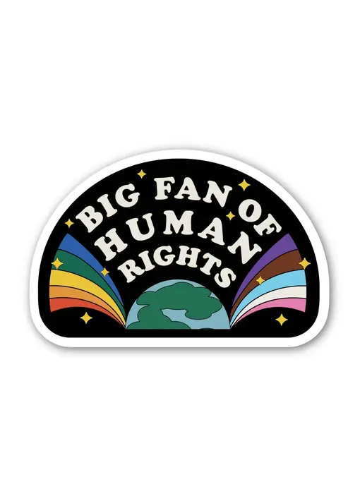 "Big Fan of Human Rights" Pride Fan Sticker