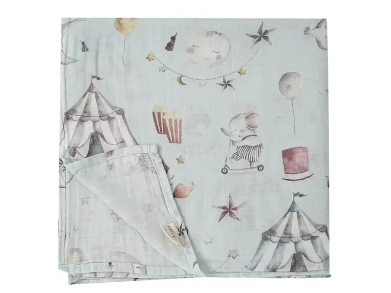 Ali + Oli Bamboo Muslin Swaddle Blanket (Circus)