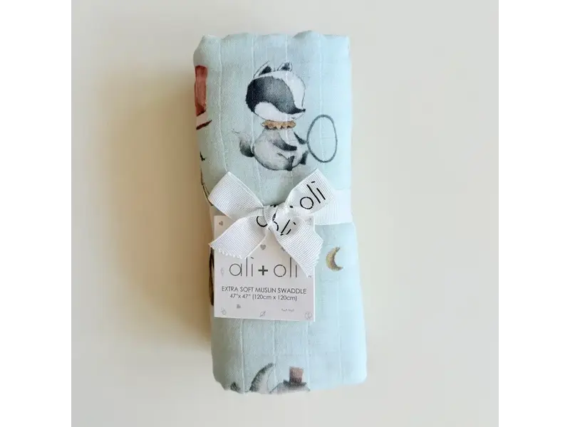 Ali + Oli Bamboo Muslin Swaddle Blanket (Circus)