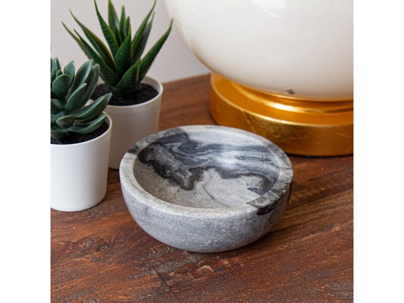 Global Crafts Handmade Marble Bowl, Grey
