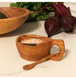 Global Crafts Reclaimed Olive Wood Salt Pot - Kahero Farm - Kenya