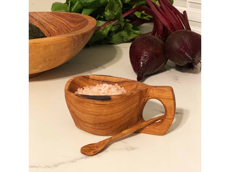 Global Crafts Reclaimed Olive Wood Salt Pot - Kahero Farm - Kenya
