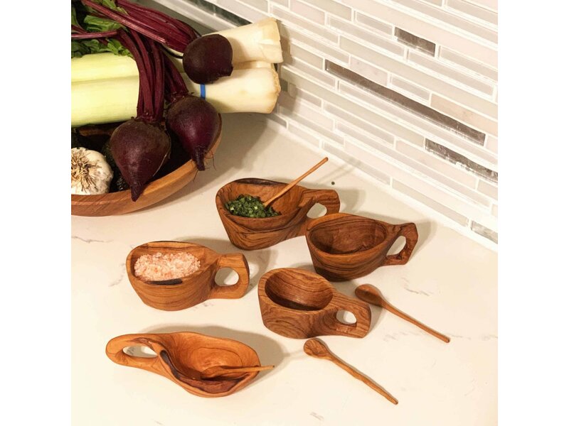 Global Crafts Reclaimed Olive Wood Salt Pot - Kahero Farm - Kenya
