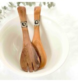 Global Crafts Olive Wood Serving Set - Small With Batik Inlay