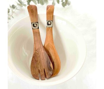 Olive Wood Serving Set - Small With Batik Inlay