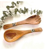 Global Crafts Olive Wood Serving Set - Small With Batik Inlay