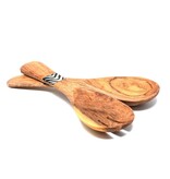 Global Crafts Olive Wood Serving Set - Small With Batik Inlay