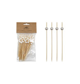 Creative Co-OP Bamboo Single Use Picks w/ Faux  Pearl Handles, Natural & White