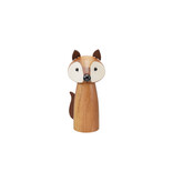 Creative Co-OP Acacia Wood Fox Shaped Salt/Pepper Mill with Faux Leather Ears & Tail