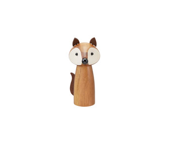 Acacia Wood Fox Shaped Salt/Pepper Mill with Faux Leather Ears & Tail