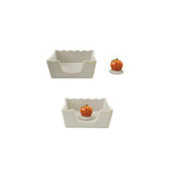 Creative Co-OP Stoneware Scalloped Cocktail Napkin Holder with pumpkin Weight (Holds 4" Square Napkin)