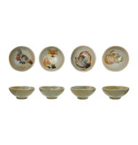 Creative Co-OP Hand-Painted Stoneware Dish with Animal/Pumpkins, 4 Styles (Each One Will Vary)