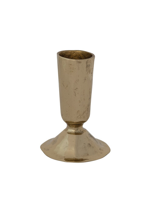Hand-Forged Iron Taper Holder, Brass Finish