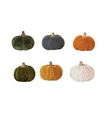 Creative Co-OP Cotton Blend Bouclé/Velvet Pumpkin w/ Wood Stem, 6 Styles